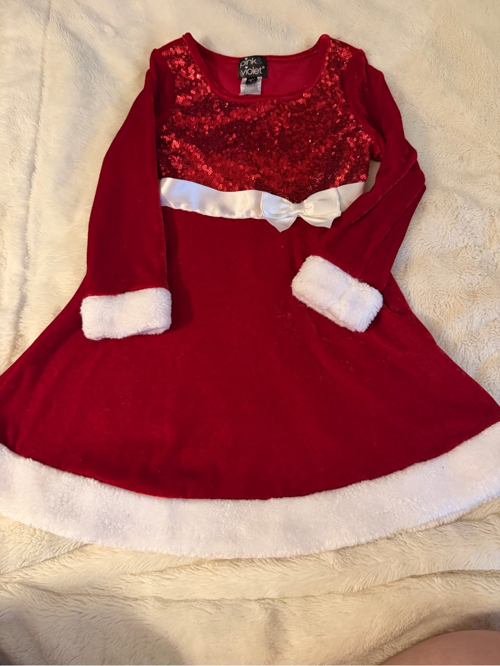 Pink & Violet Girls Christmas Santa Dress Size 5 Red Sequin